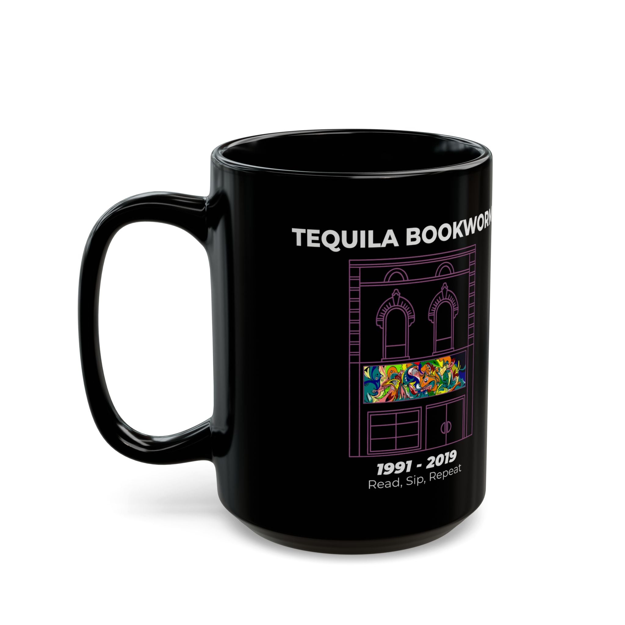 Tequila Bookworm - Black Glossy Mug