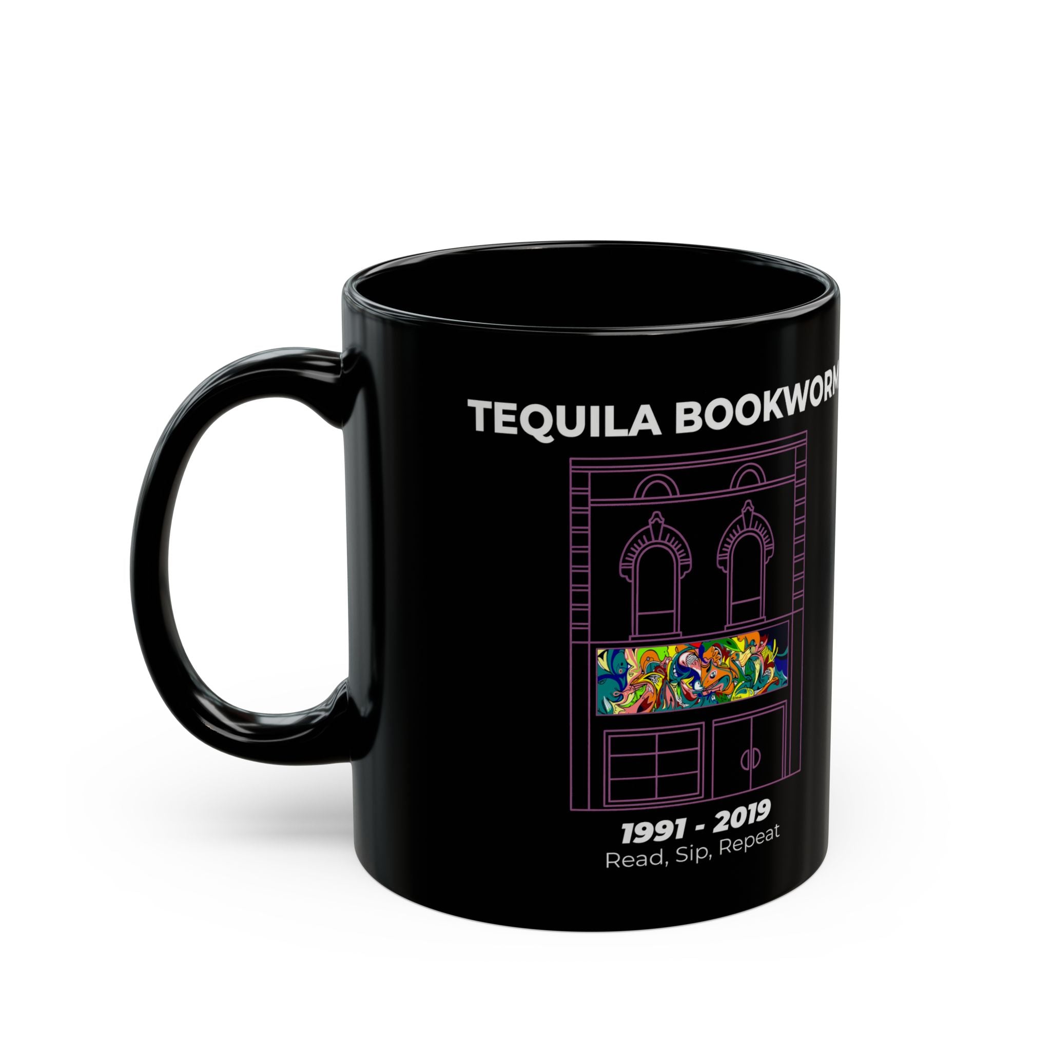 Tequila Bookworm - Black Glossy Mug